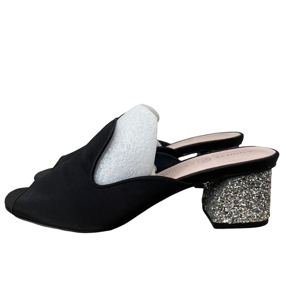 Chinese Laundry Black Glitter Mara Satin Slip On Mules 6.5 - Picture 2 of 5